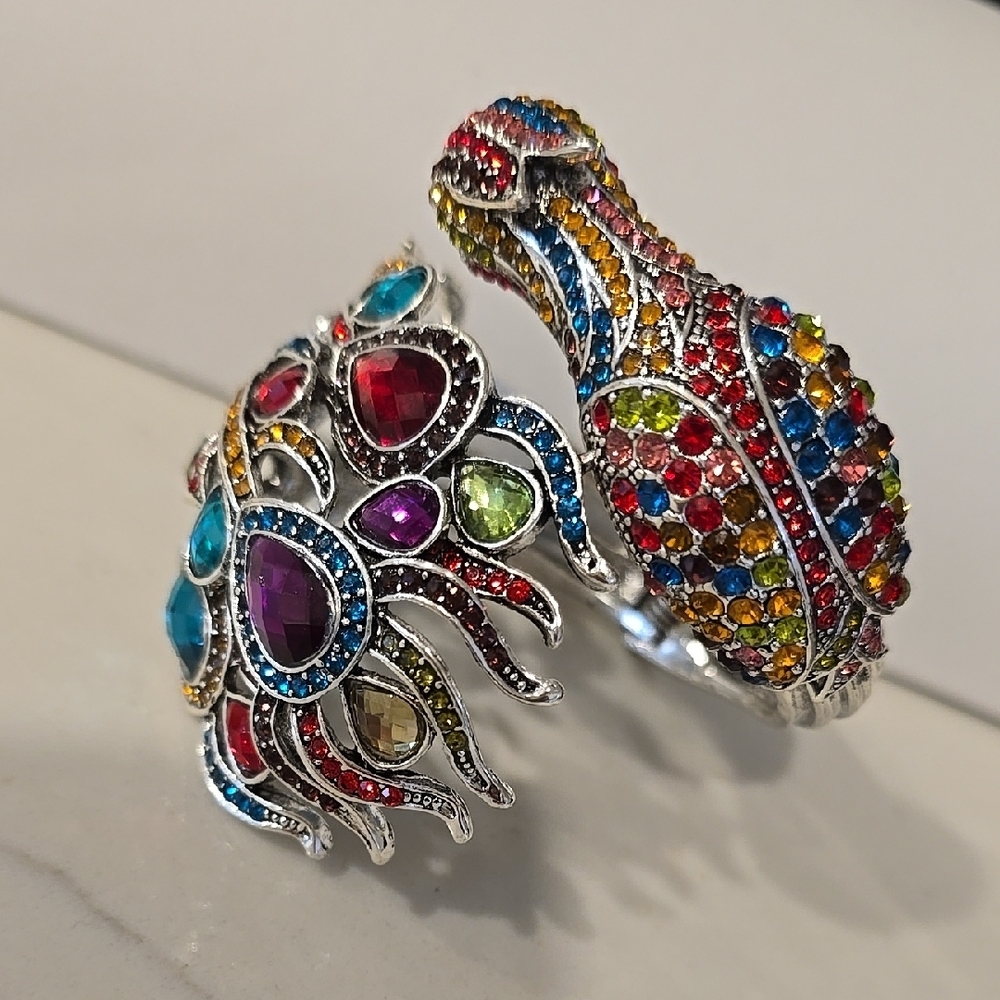 Colorful Gemstone Peacock Bracelet